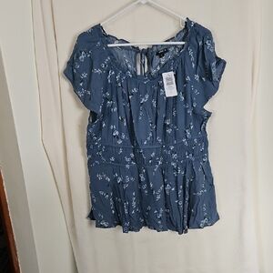 Torrid Blue Floral Blouse